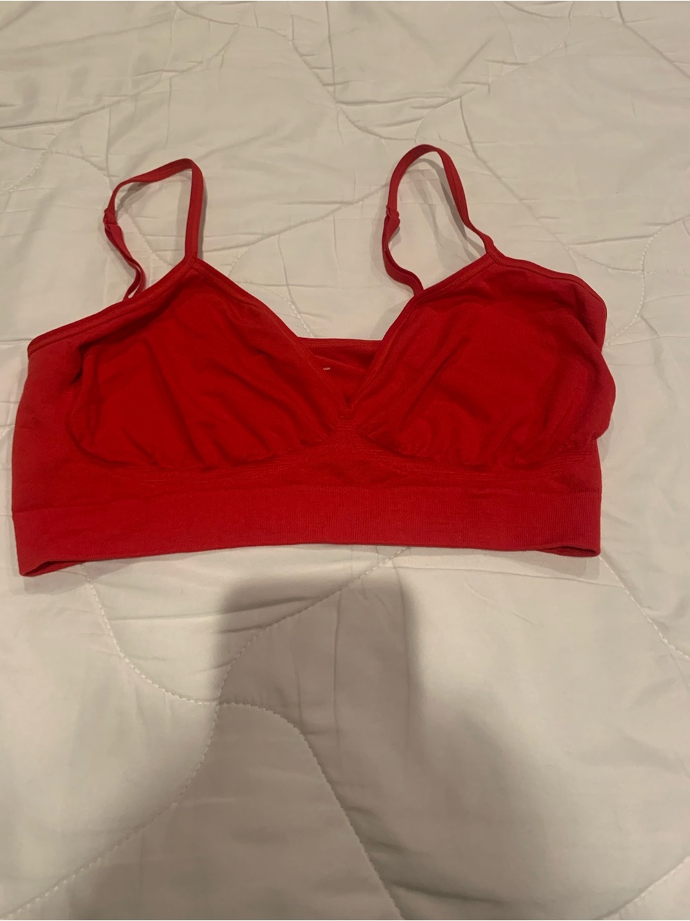 Wireless Red Bralette with Adjustable Straps